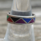 Vintage Sterling Multistone Inlay Band 7.75
