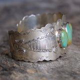 Vintage Sterling 3-Stone Stamped Arrowhead Cuff Bracelet