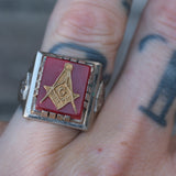 Vintage Mexican Biker Freemason's Souvenir Ring 9