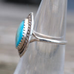 Vintage Sterling Turquoise Roper Ring 5.5