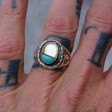 Vintage Sterling Turquoise and Mother Of Pearl Inlay Ring 8.5