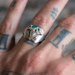 Vintage Sterling Malachite Frog Ring 11