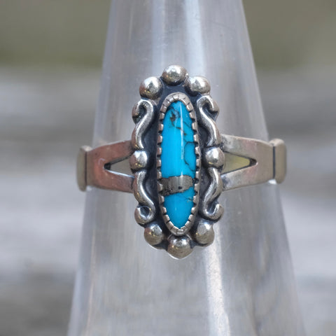 Vintage Sterling Turquoise Ring 5.75