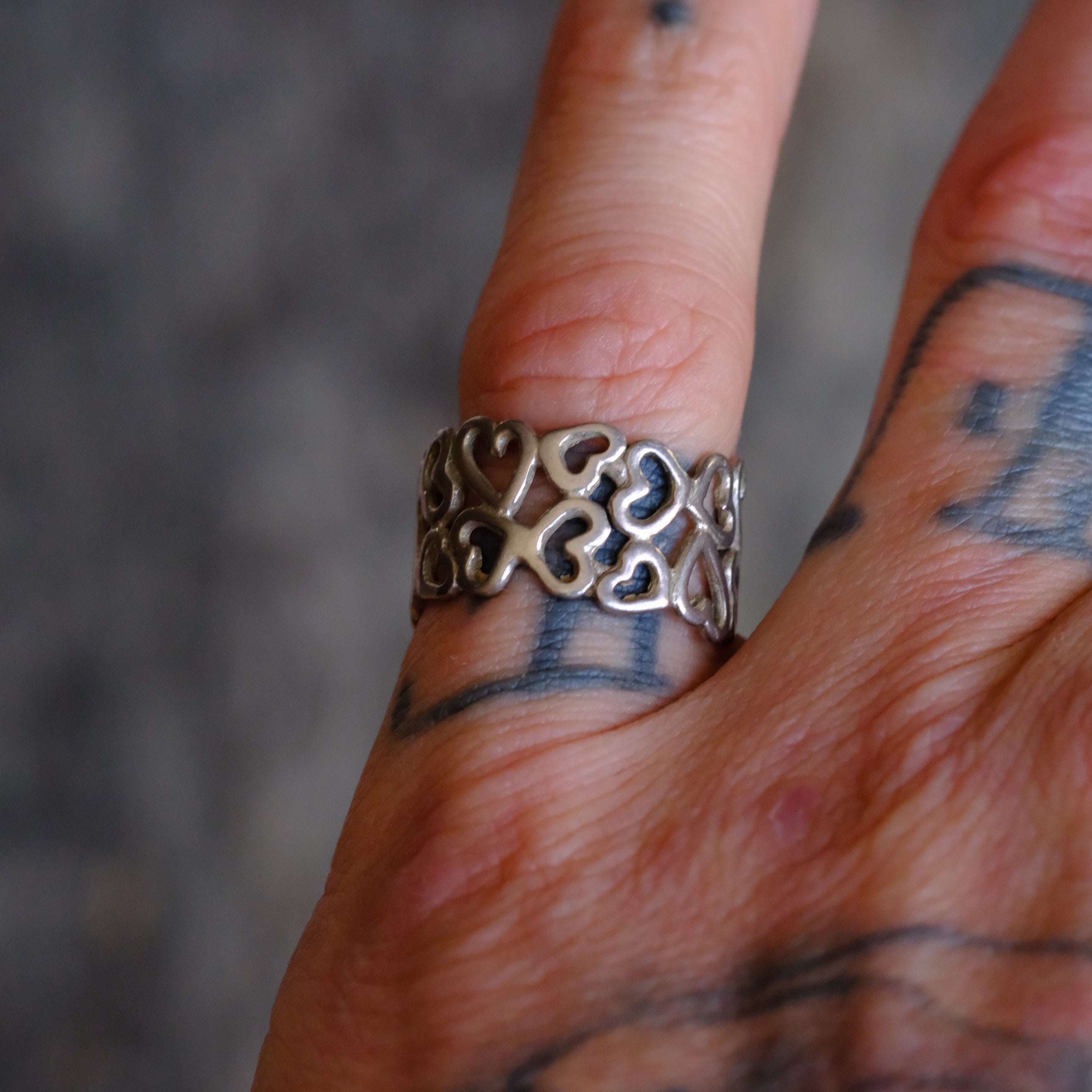 Vintage Sterling Heart Ring 6.5
