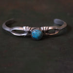 Vintage Sterling Sandcast Turquoise Cuff