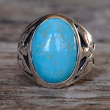 Vintage Sterling Turquoise Thunderbird Ring 9.75
