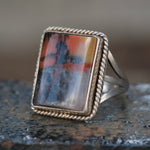 Vintage Sterling Agate Roper Ring 5.25