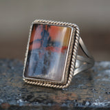 Vintage Sterling Agate Roper Ring 5.25