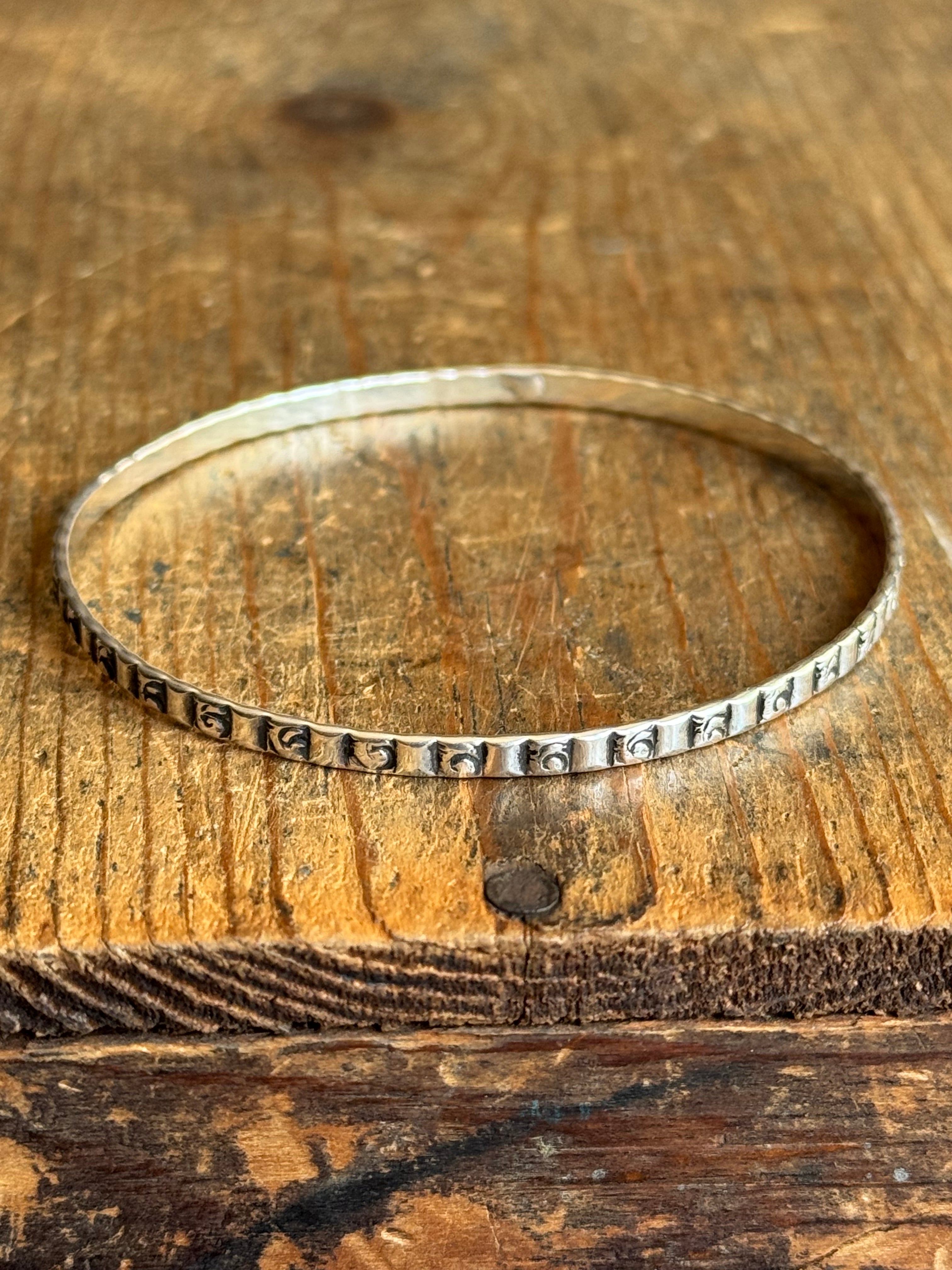 Vintage Sterling Silver Stamped Bar Bangle