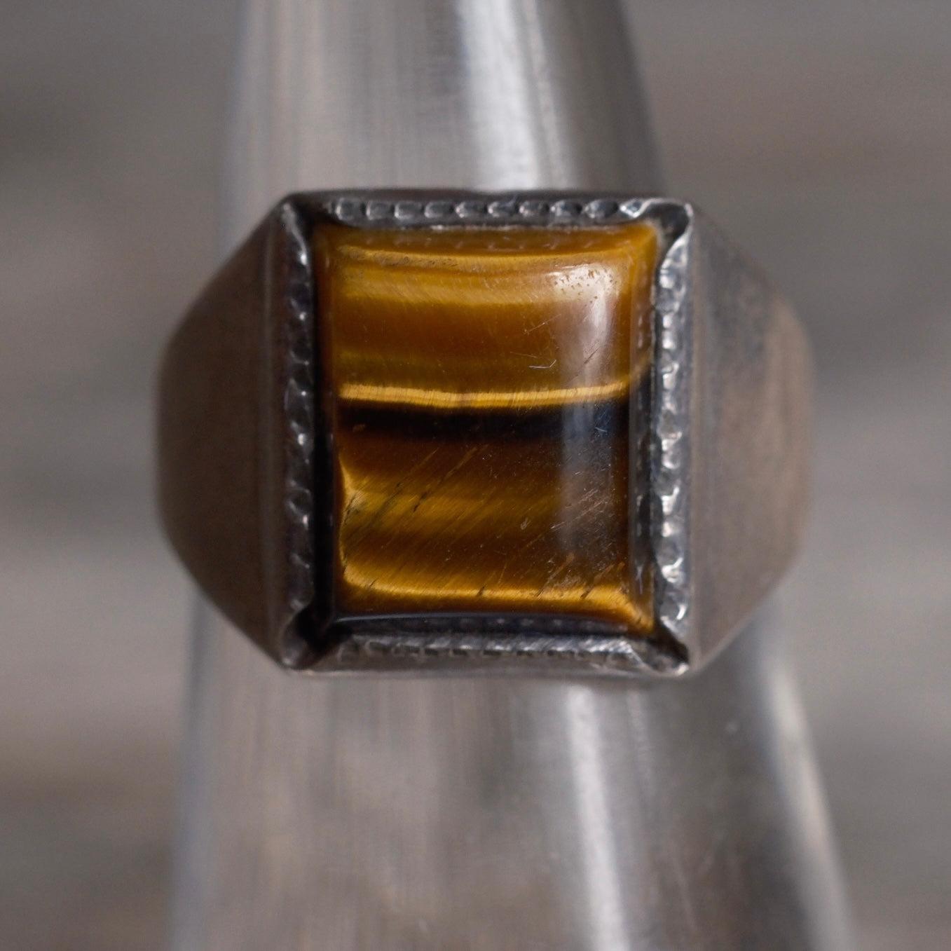 Vintage Sterling Tigers Eye Signet Ring 5.25
