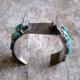 1950's Vintage Sterling 18 Stone Turquoise Watch Cuff