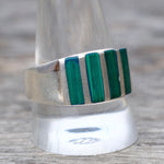 Vintage Sterling Malachite Inlay Band 12
