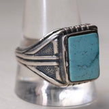 Vintage Sterling Turquoise Trading Post Ring 12.25