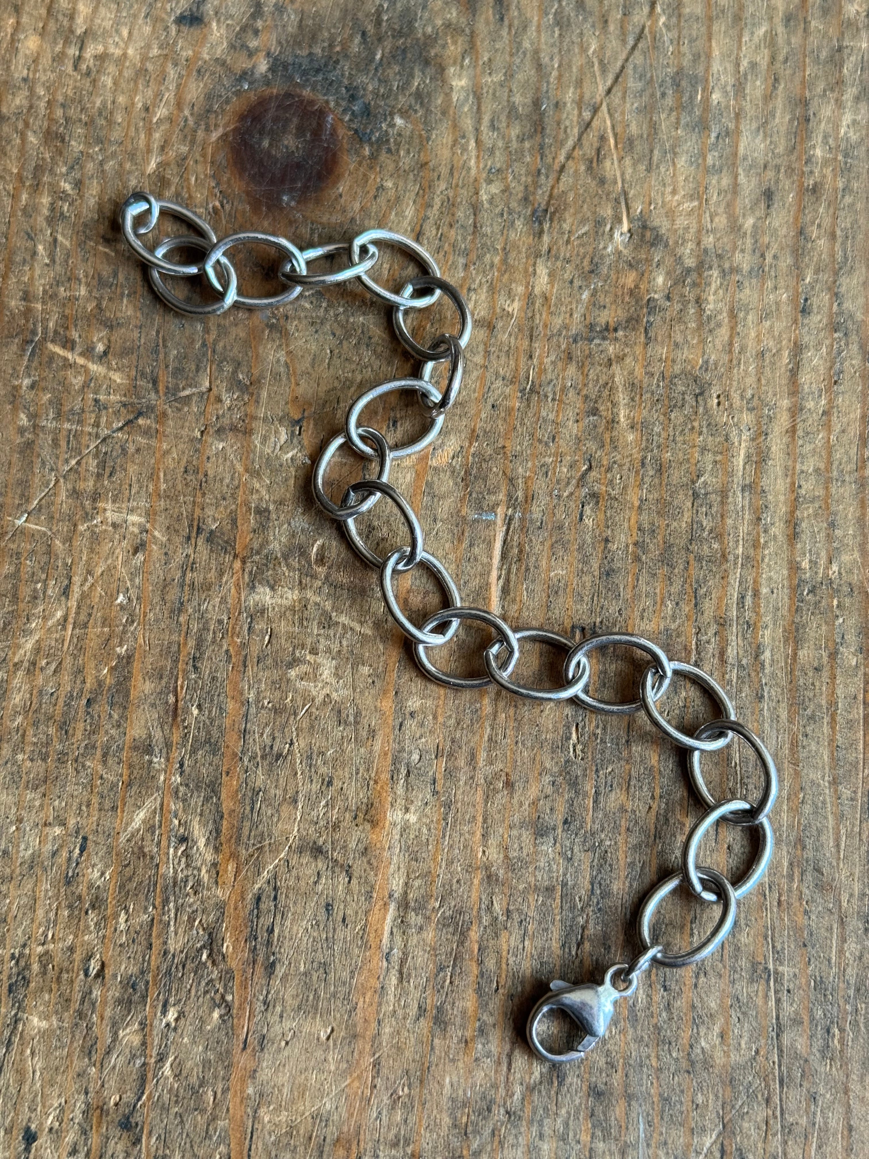 Vintage Sterling Silver 7” Oval Link Chain Bracelet