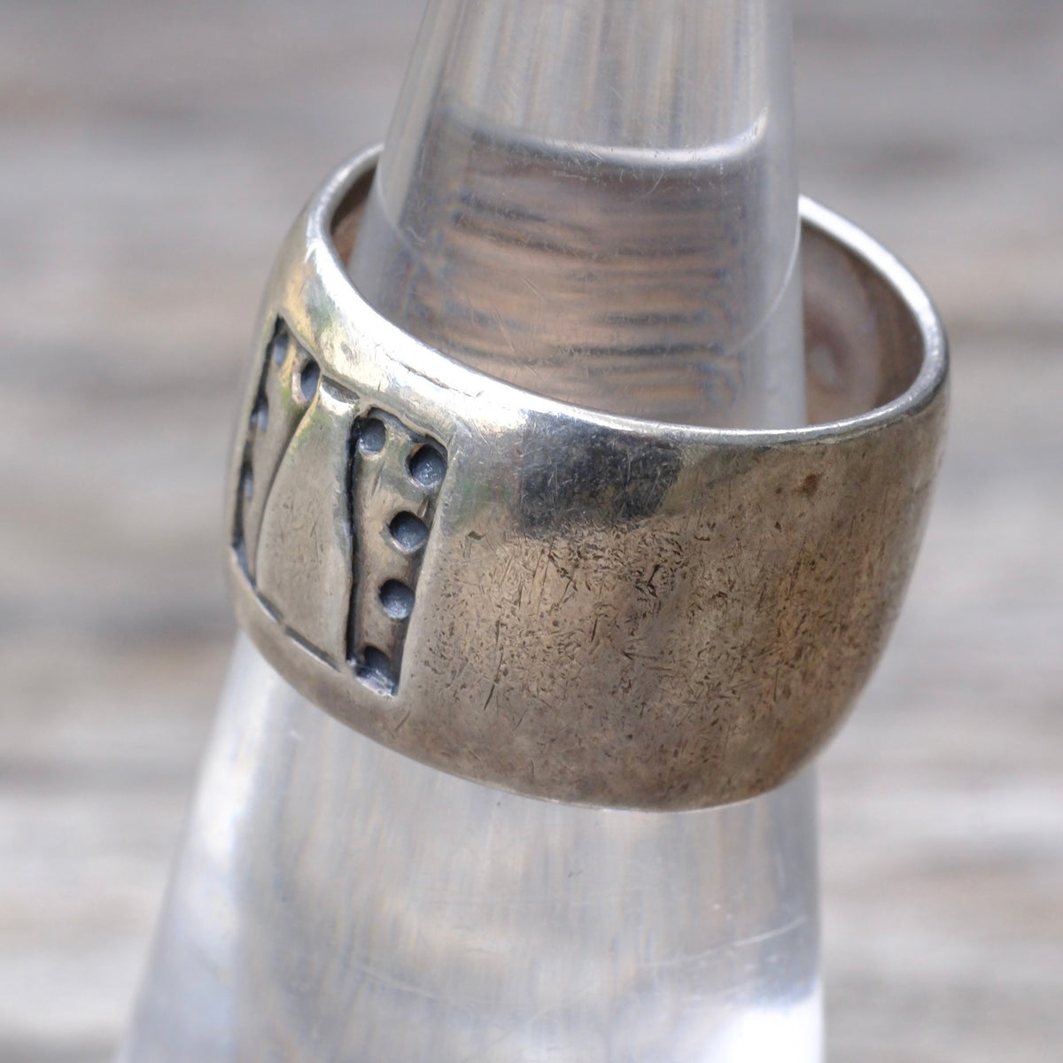 Vintage Sterling Chunky Stamped Band Ring 5