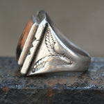 Vintage Sterling Petrified Wood Stamped Band Ring 9