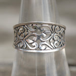 Vintage Sterling Floral Ring 7.75