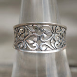 Vintage Sterling Floral Ring 7.75