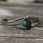 Vintage Sterling Turquoise Feather Cuff