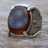 Vintage Sterling Tallship Fire Agate Ring 10