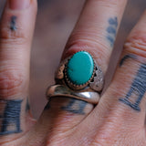 Vintage Sterling Turquoise Stamped Band Ring 9