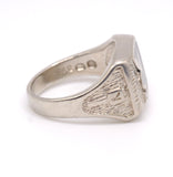 Vintage White Bronze Playboy Signet Ring 6.5