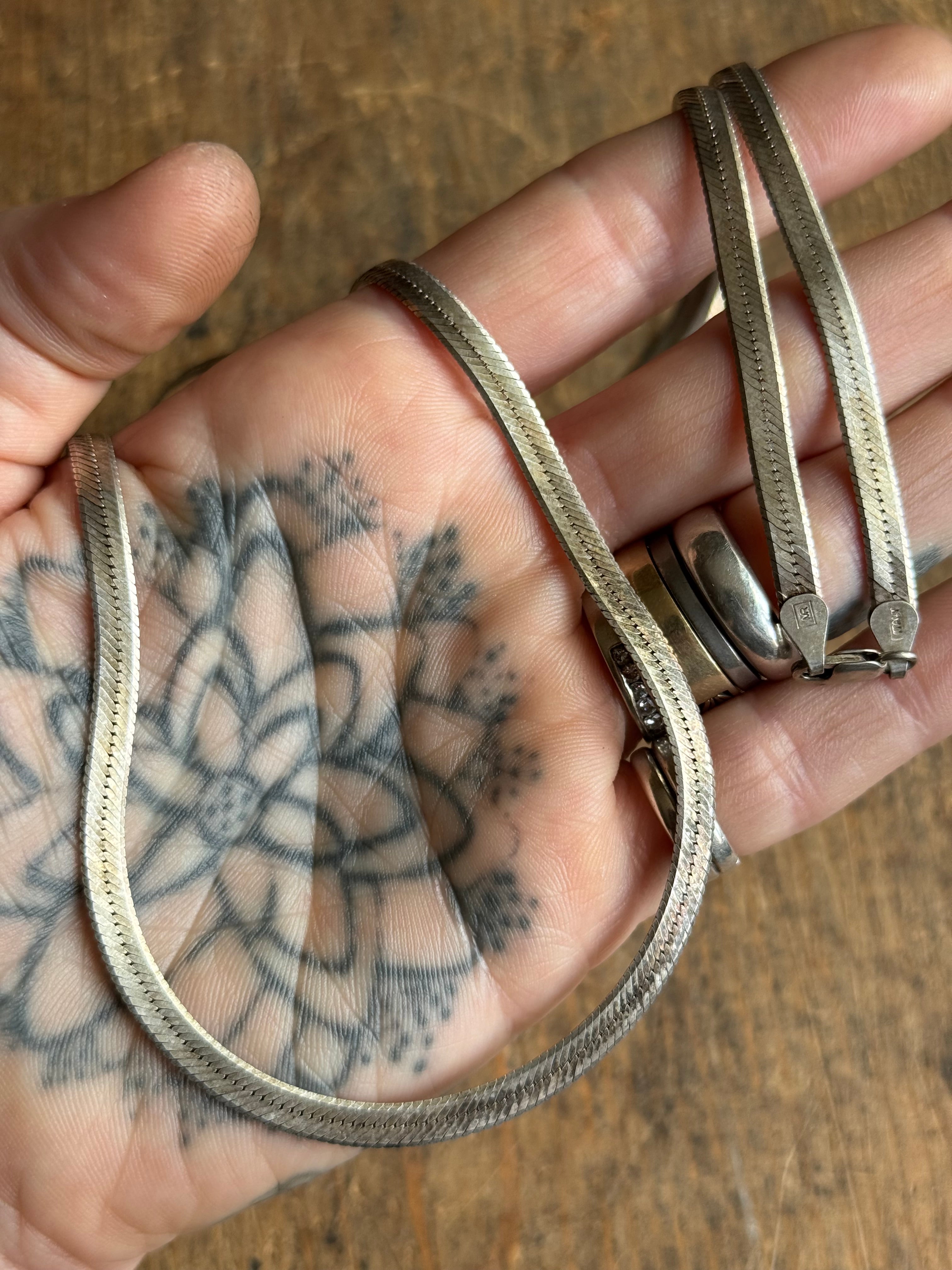 Vintage Sterling Silver 36” Herringbone Chain