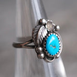 Vintage Sterling Turquoise Feather Ring 4.75