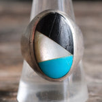 Vintage Sterling Multistone Inlay Ring 10