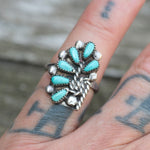 Vintage Sterling Turquoise Cluster Ring 5.5