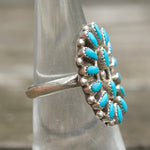 Vintage Sterling Turquoise Cluster Ring 6.25