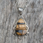 Vintage Sterling Multistone Inlay Necklace