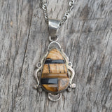 Vintage Sterling Multistone Inlay Necklace