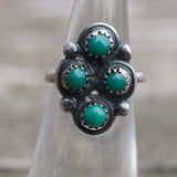 Vintage Sterling Turquoise Cluster Ring 3.5