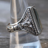 Vintage Sterling Abalone Thunderbird Ring 10