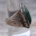 Vintage Sterling Turquoise Stamped Band Ring 8.75