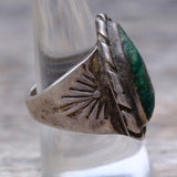 Vintage Sterling Turquoise Stamped Band Ring 8.75