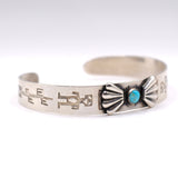 Vintage Sterling Turquoise Stamped Cuff Bracelet 6.25"