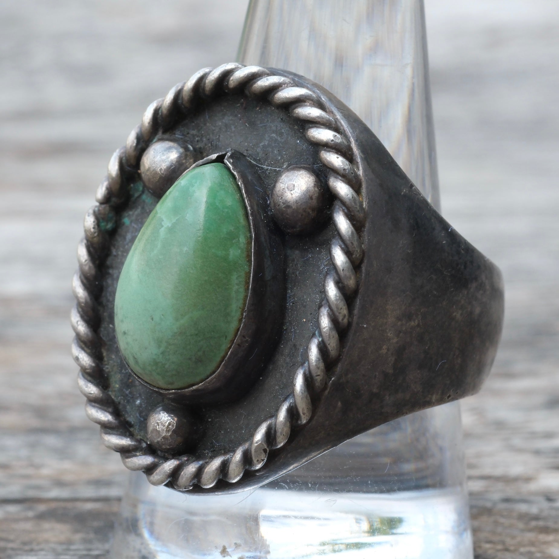 Chunky Vintage Sterling Turquoise Ring 11