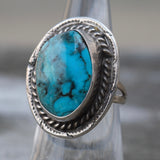 Vintage Sterling Turquoise Roper Ring 6.5