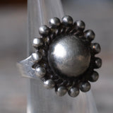 Vintage Sterling Silver Button Ring 4.25