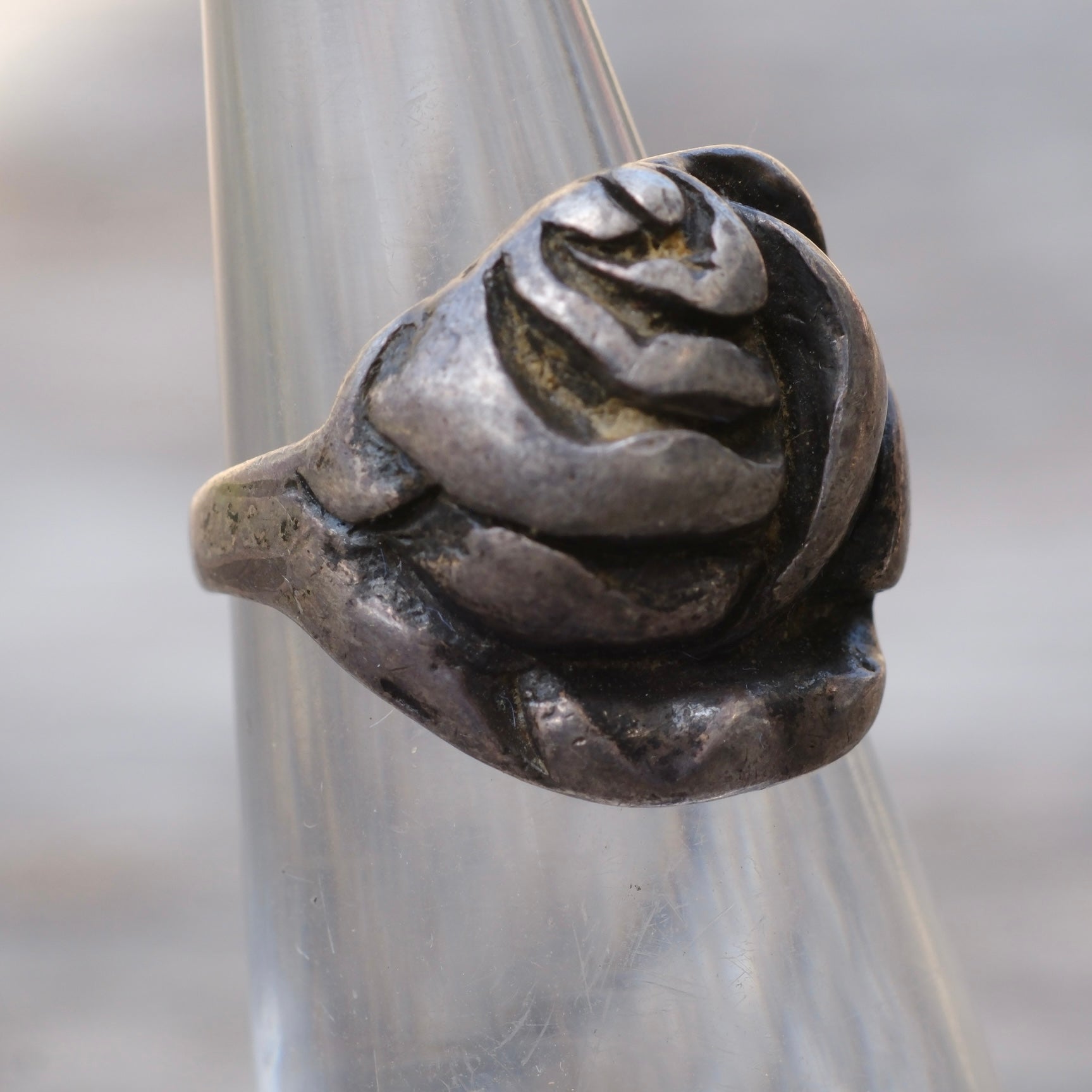 Vintage Sterling Silver Rose Ring 3
