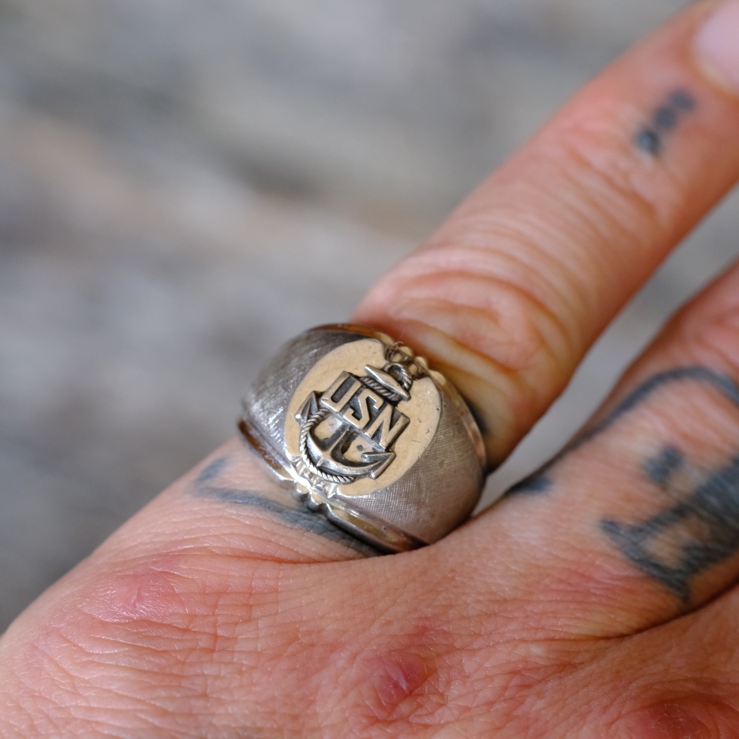 Vintage Sterling Silver USN Ring 6.5