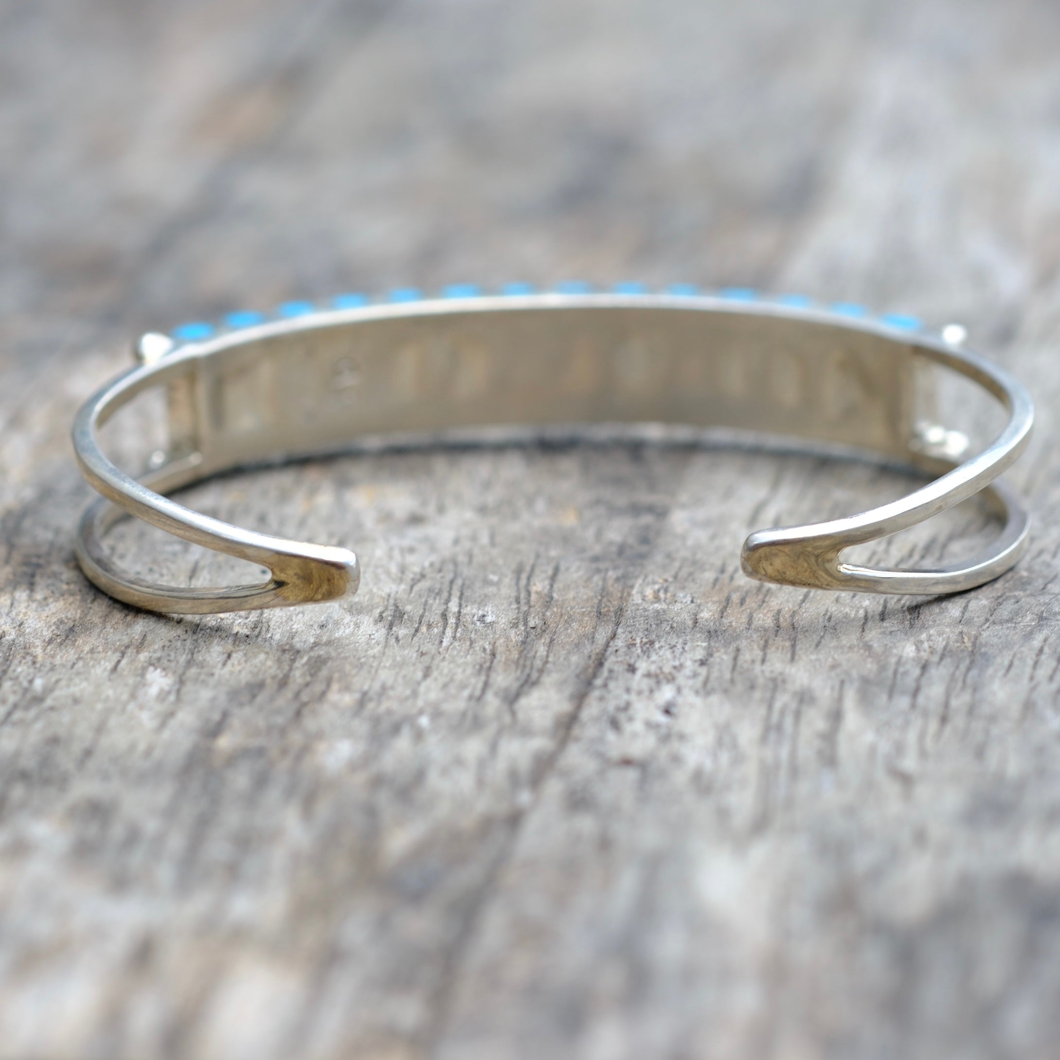 Vintage Sterling Silver Turquoise Inlay Cuff Bracelet