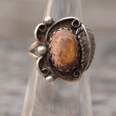 Vintage Sterling Natural Agate Ring 4.5