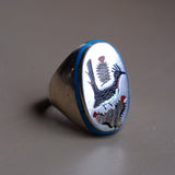 Vintage Sterling Inlaid Road Runner Ring 11.75