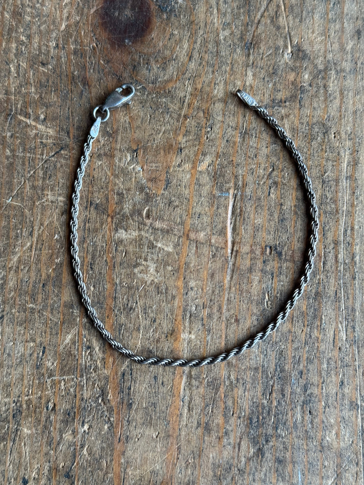 Vintage Sterling Silver Rope Chain Bracelet
