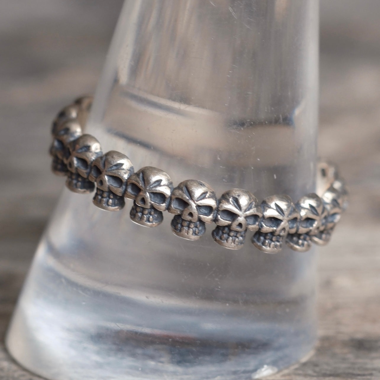 Vintage Sterling Silver Skull Band Ring 11