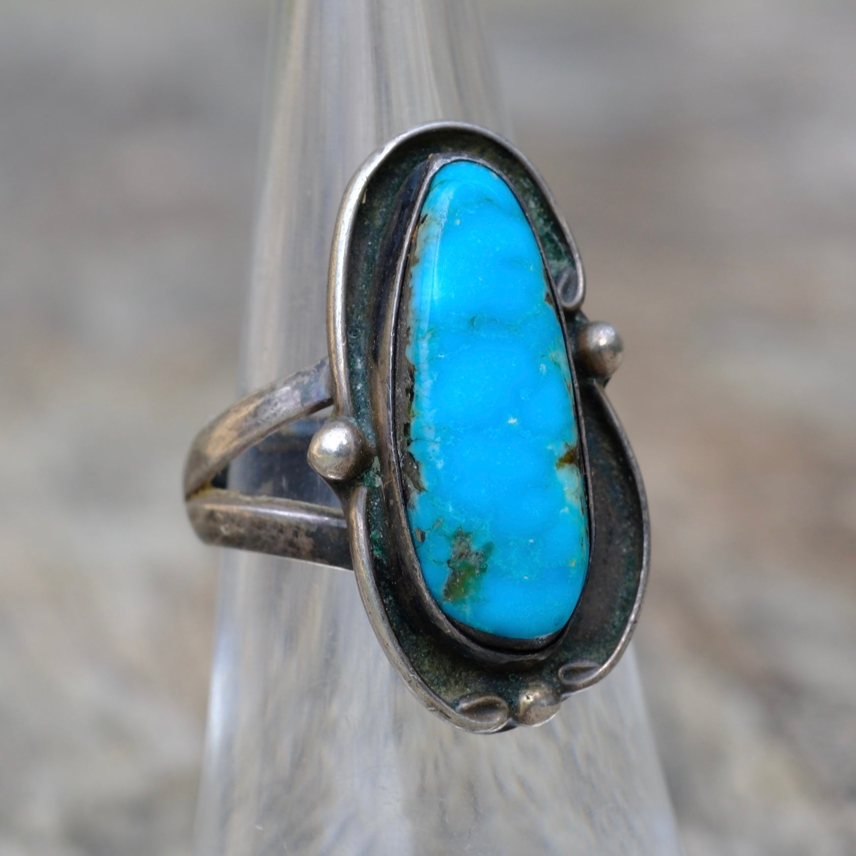 Vintage Sterling Turquoise Ring 6.25