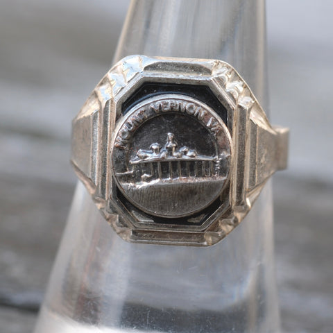 Vintage Sterling Adjustable Mt Vernon VA Souvenir Signet Ring 9